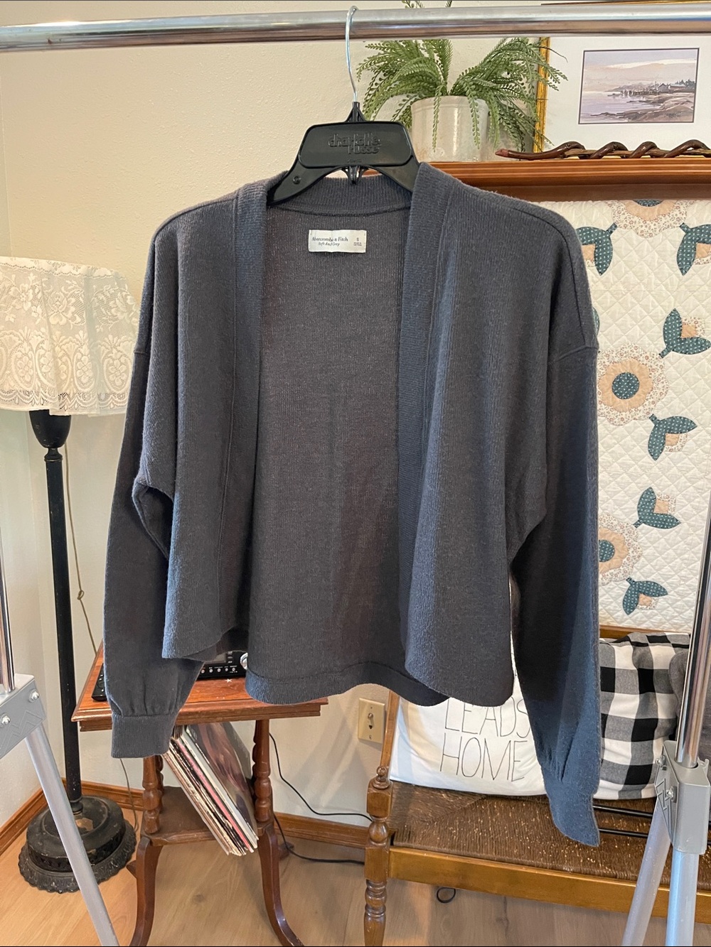 A & F Lightweight Open-Front Women's Cardigan Sweater - Charcoal